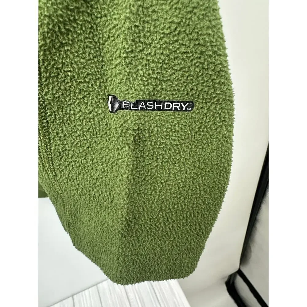 The North Face Men's Fleece Pullover FlashDry Olive Green Sweater Gray Pocket XL
